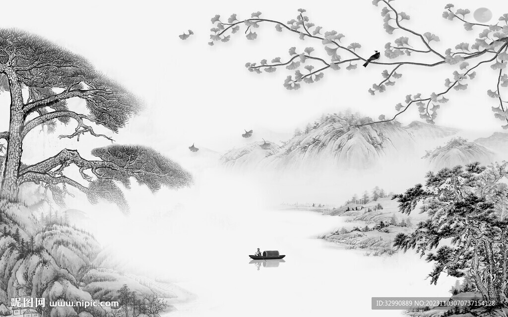 简约 灰色山水背景 TIF分层