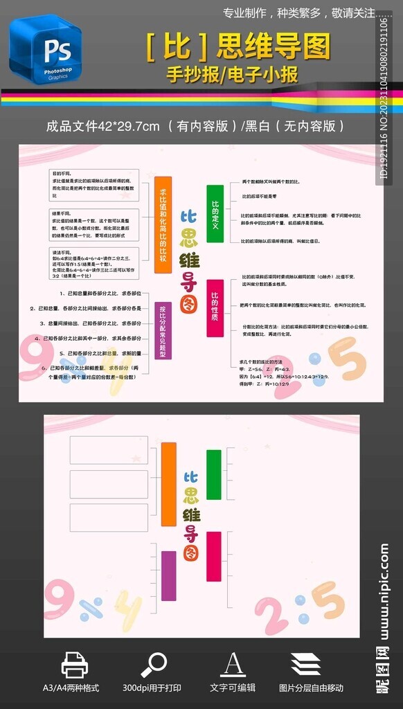 比思维导图数学手抄报小报