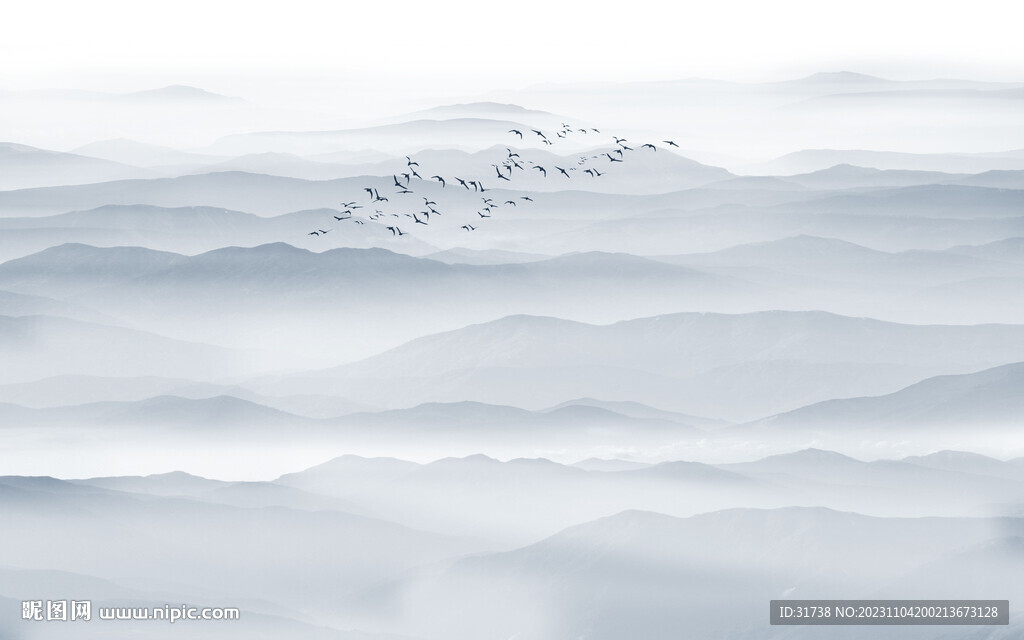 新中式壁画山水画电视背景墙