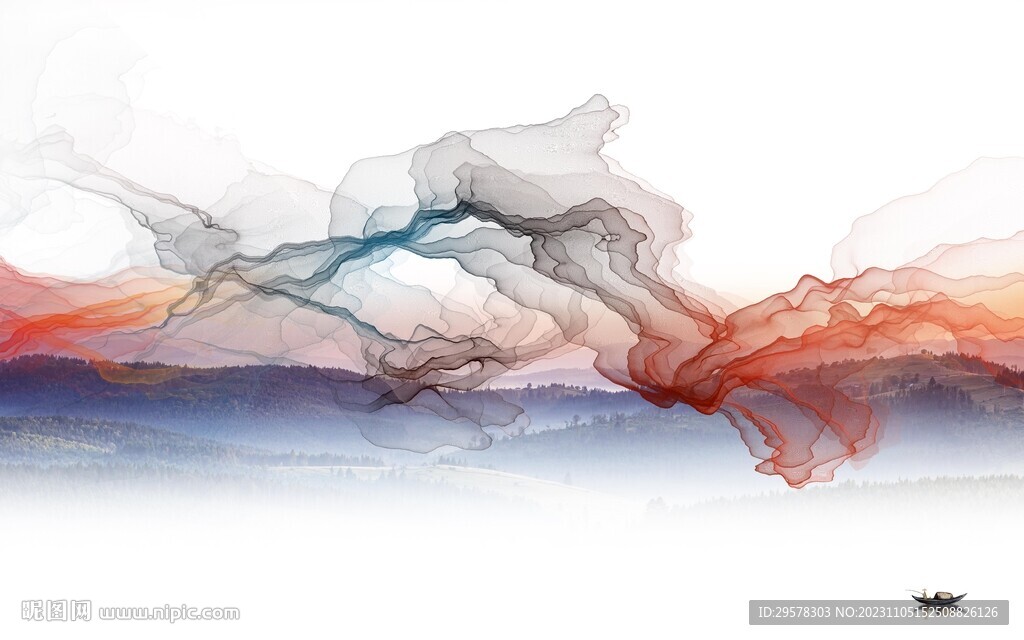 现代 意境中式山水 TIF分层
