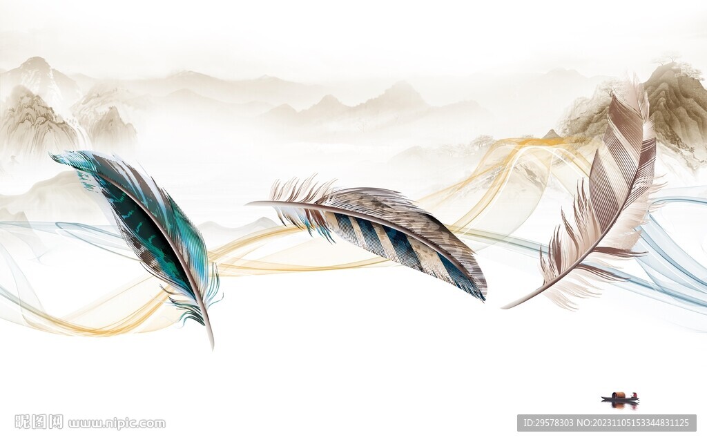 人气 意境中式山水 TIF分层