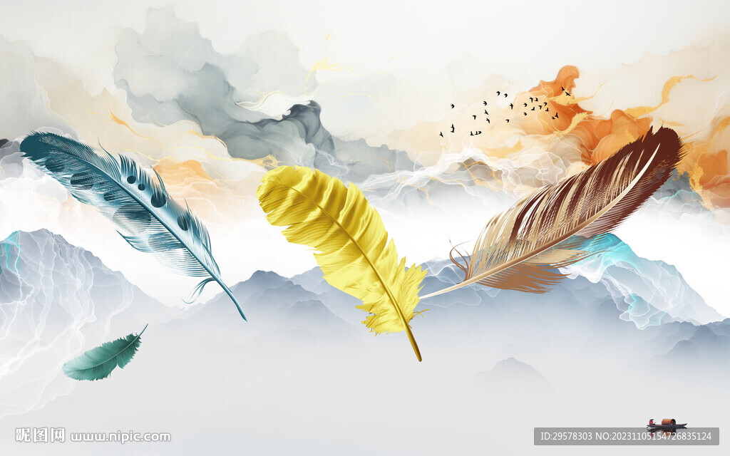 大气 意境中式山水 TIF分层