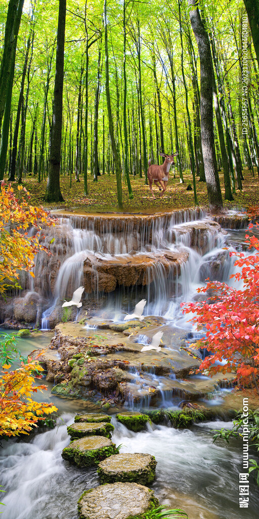 唯美深秋自然流水生财玄关