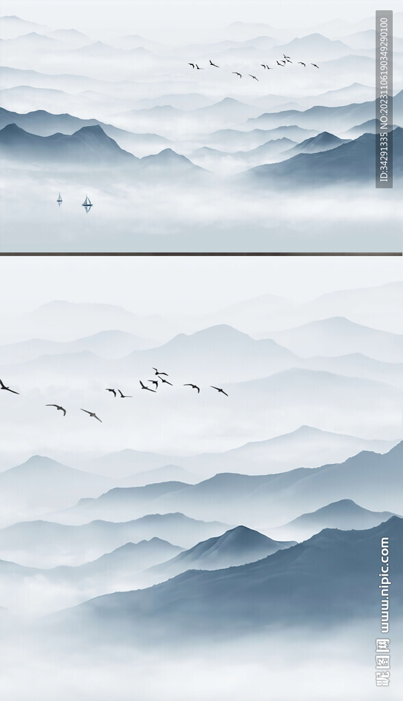 高清意境背景墙壁画