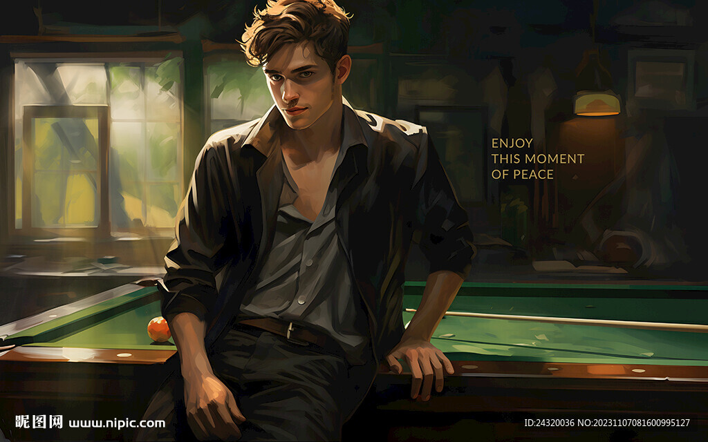 创意帅哥台球文化壁画背景墙装饰