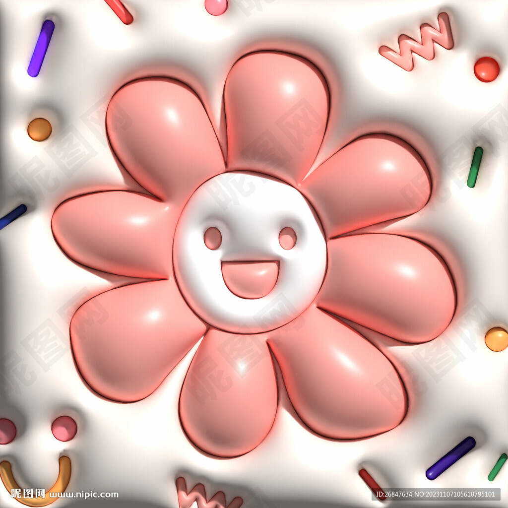 3D卡通花朵膨胀风头像