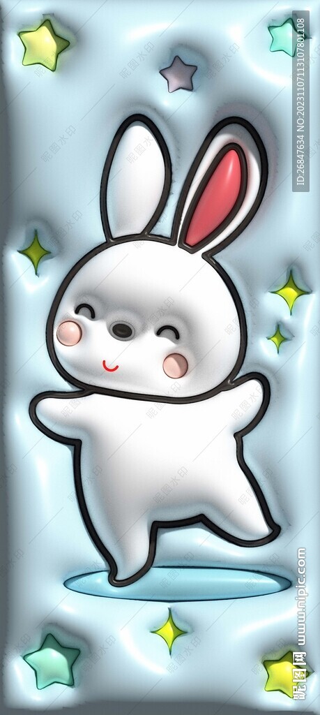 3D立体膨胀风小白兔