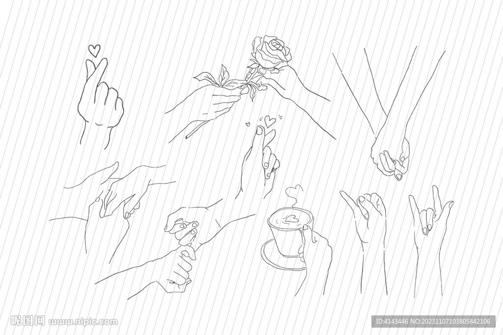 手绘牵手矢量
