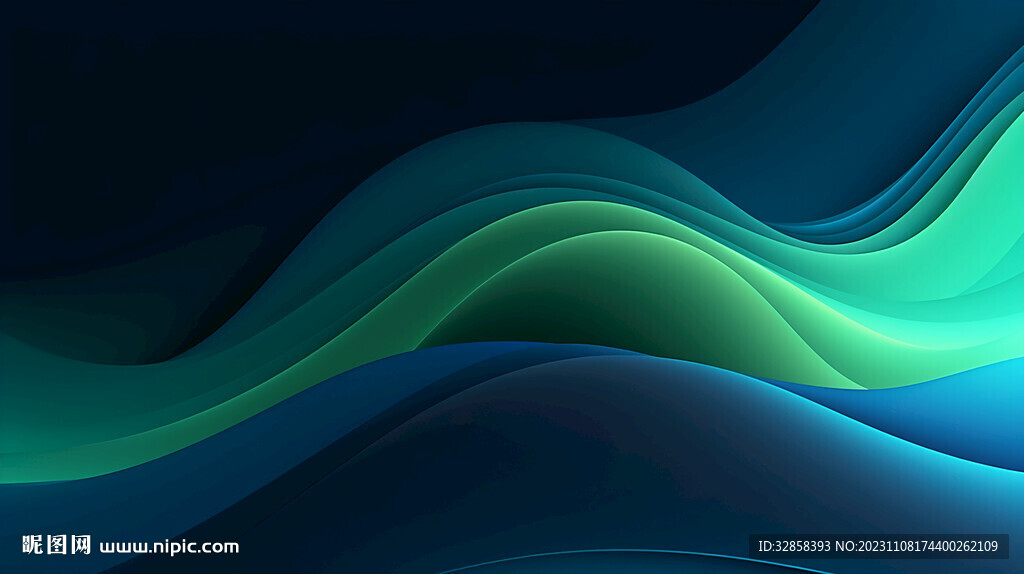 绿色抽象拉丝3D立体流体渐变