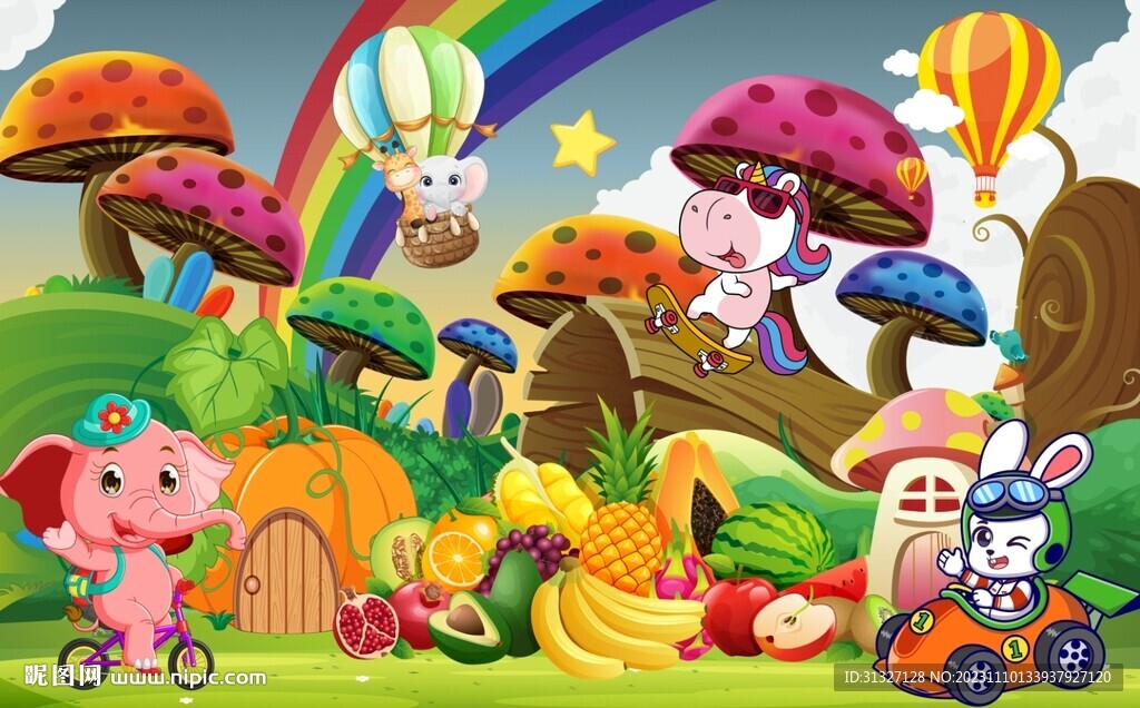 卡通水果店乐园背景墙图片