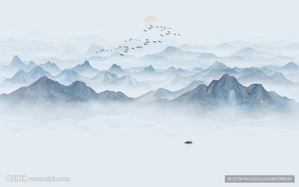 禅意水墨山水画