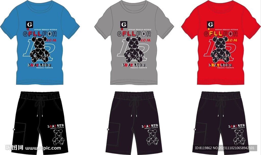 男童套装卡通图案印花