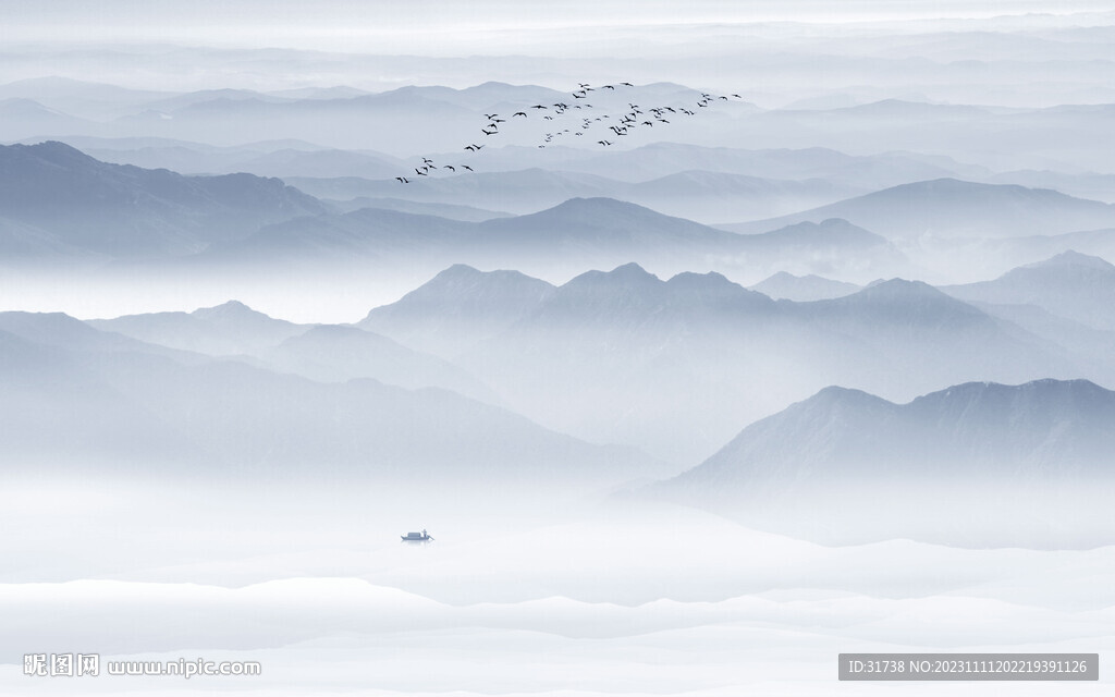 巨幅山水画背景墙