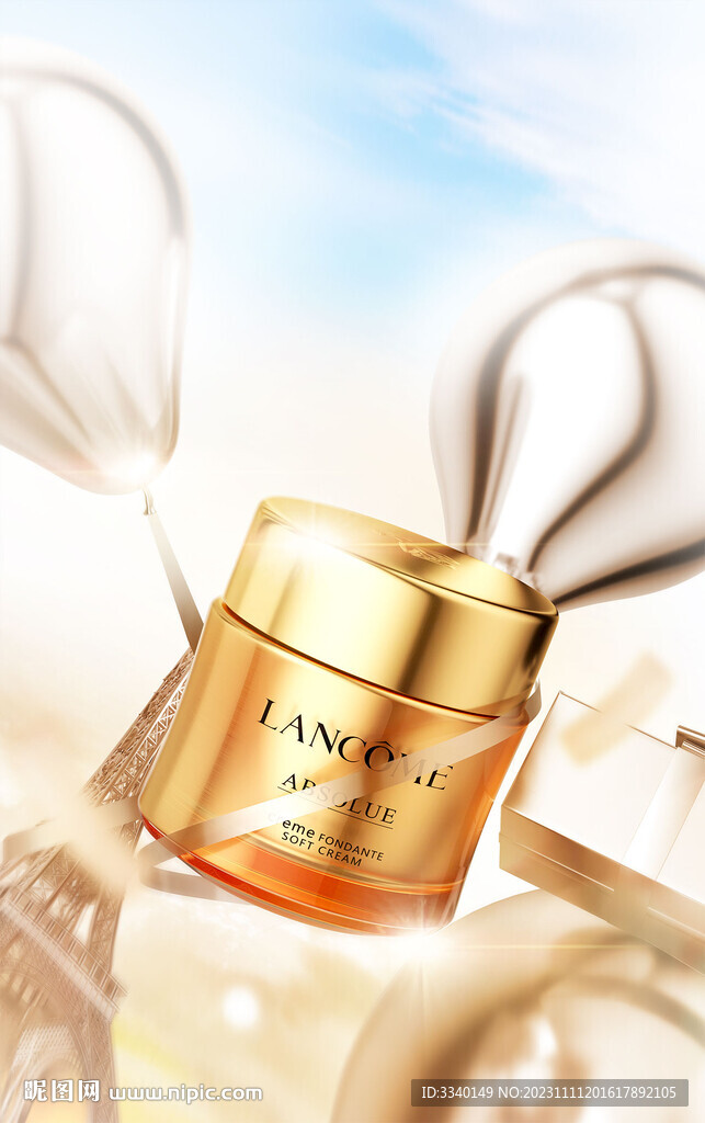 c4d场景面霜银汽球浪oc渲染