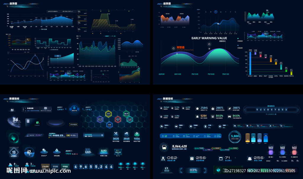 科技感可视化大屏设计规范组件图