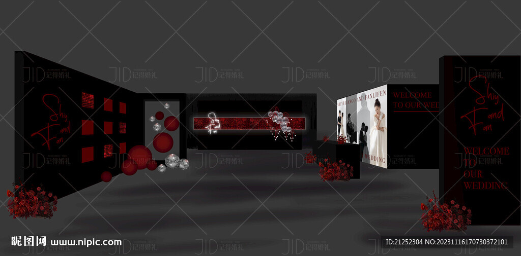 红黑秀场沉浸式迎宾区效果图