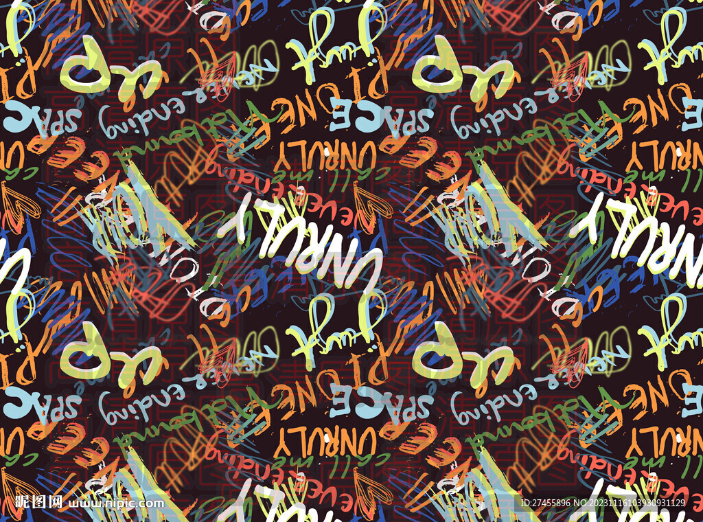 字母无缝漫画图案与城市涂鸦风格