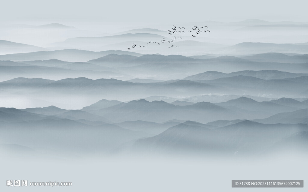 禅意水墨山水图