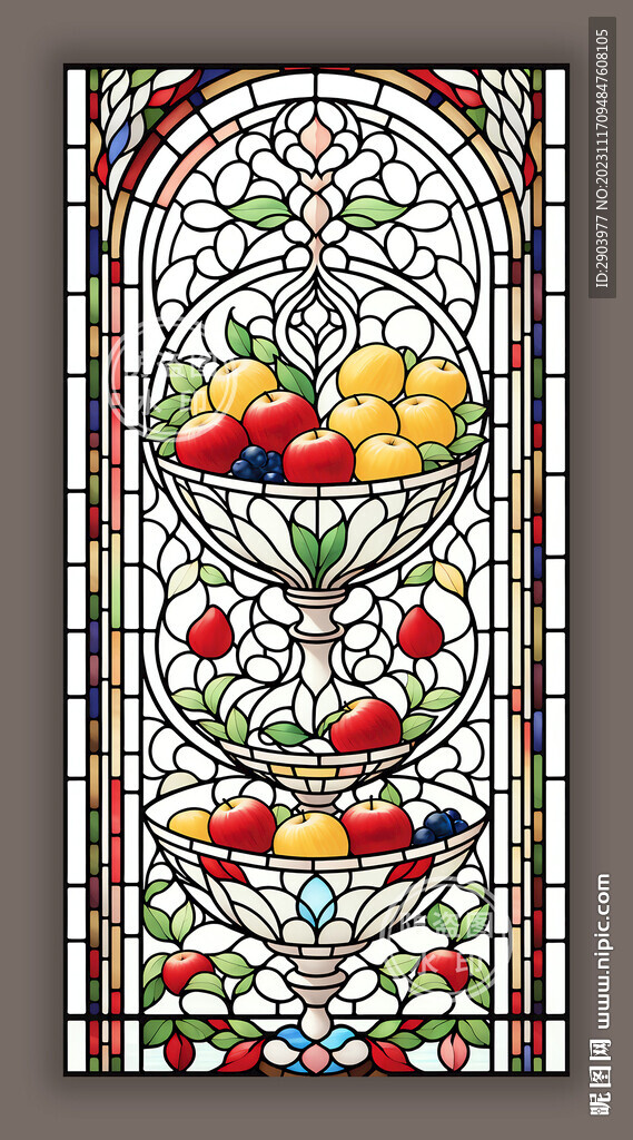 蒂凡尼玄关彩绘餐厅主题玻璃图案