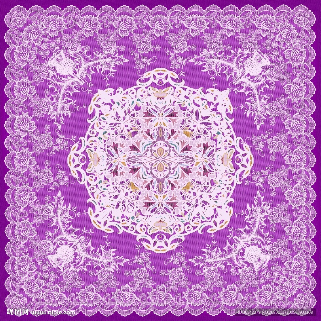 玫瑰花百合花风格紫色地毯