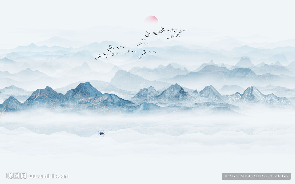 新中式水墨山水图