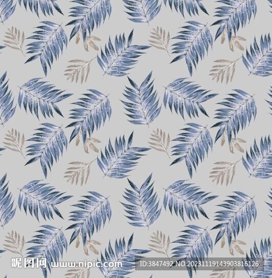 手绘热带叶子印花