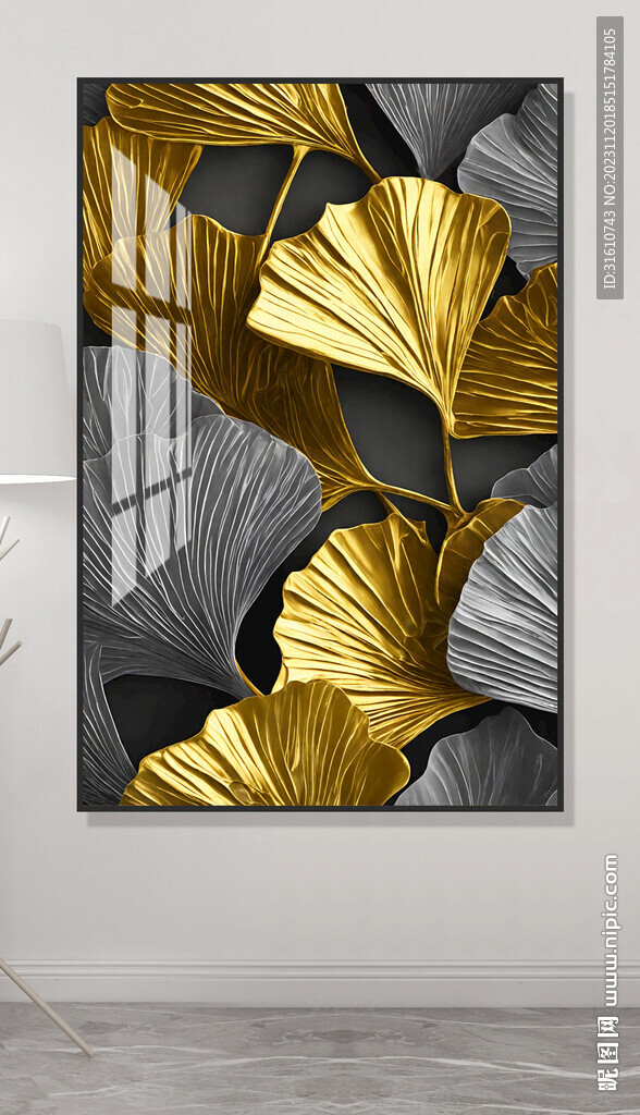 金色银杏叶装饰画