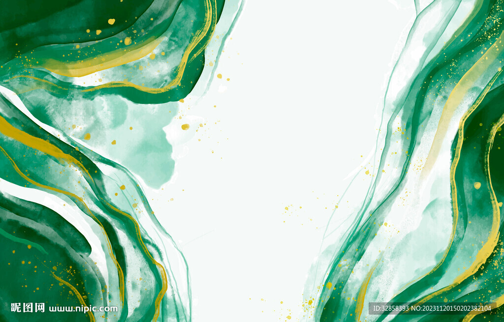 绿色渐变波浪线条抽象背景