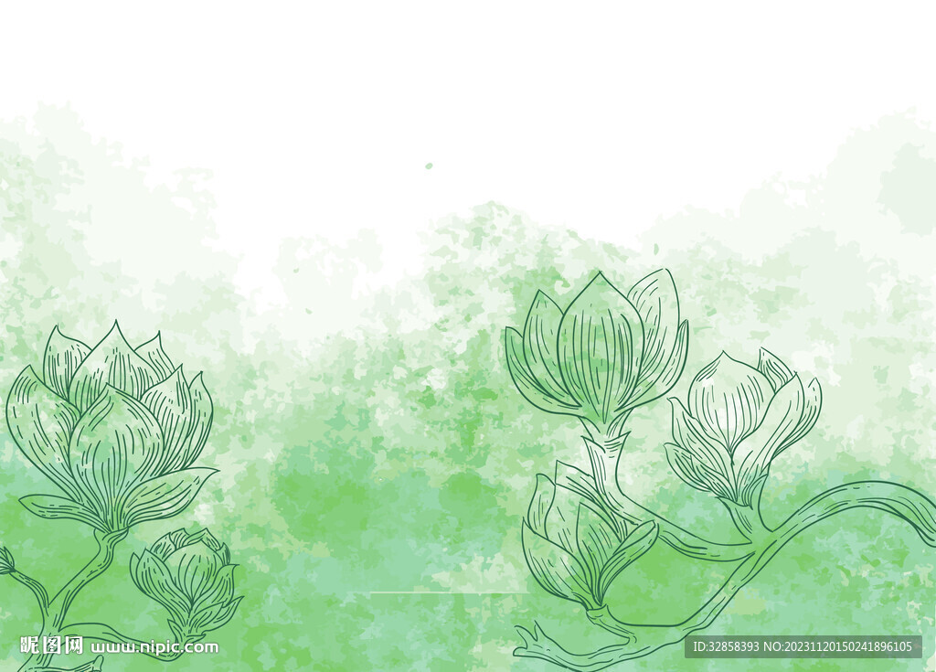 绿色插画底纹背景