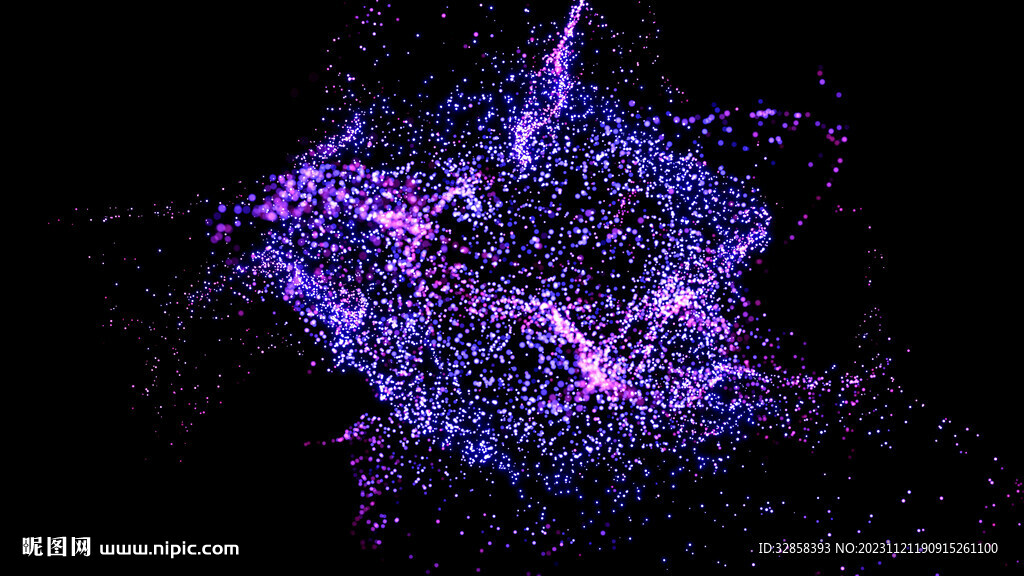 3d紫色发光粒子大爆炸背景