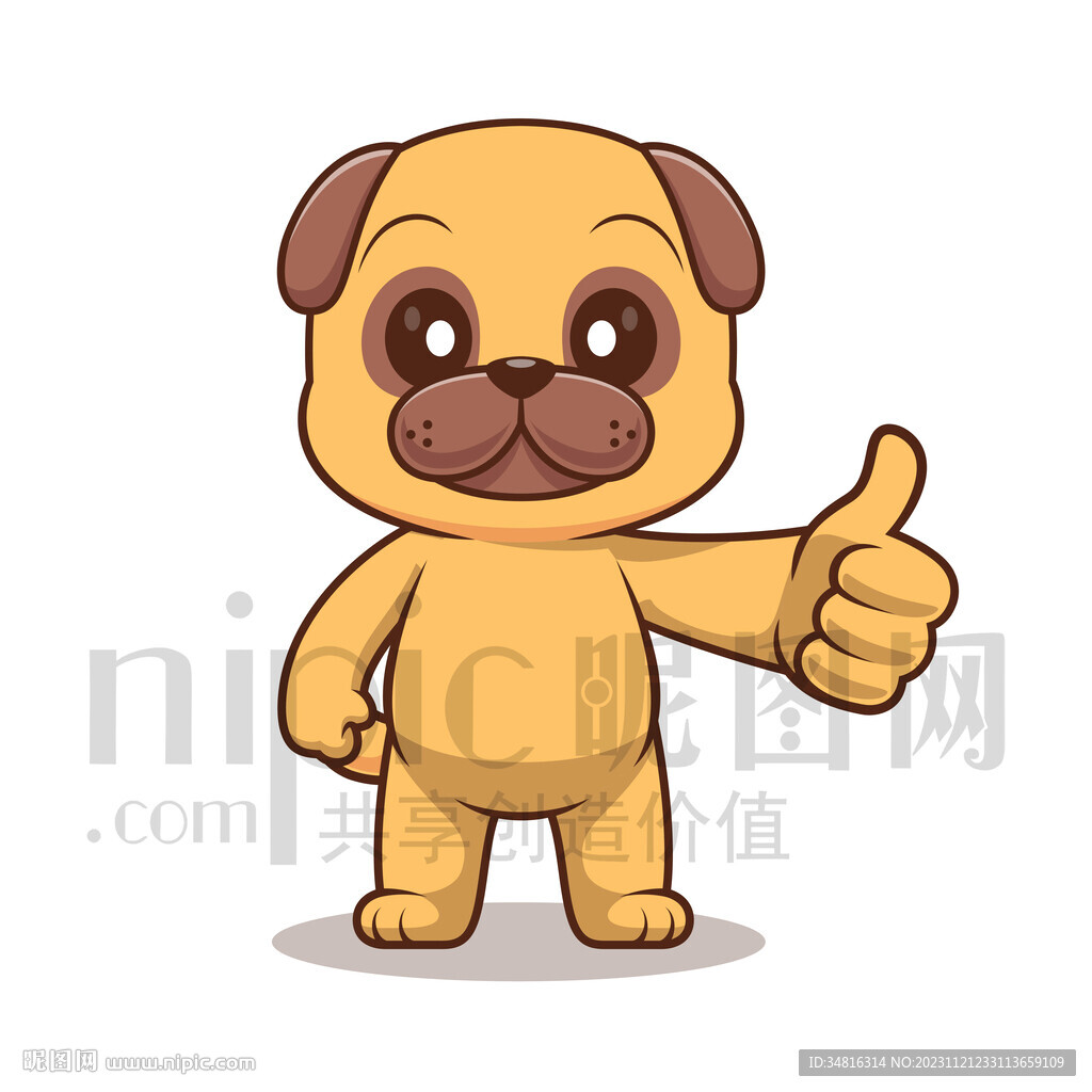 可爱卡通点赞的小狗