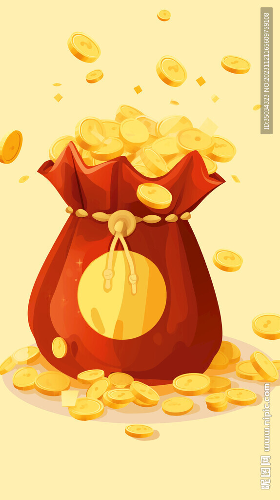 红色福袋扁平风插画