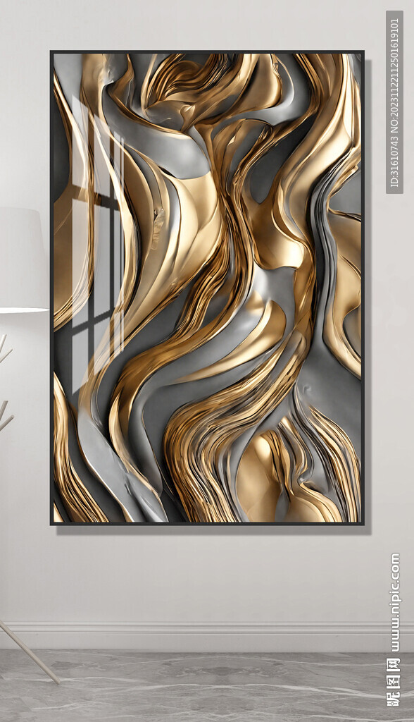 抽象金色肌理装饰画