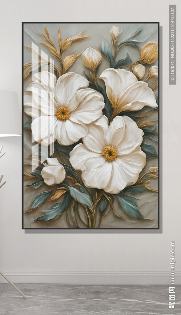 梦幻浮雕花朵装饰画