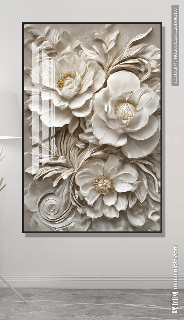 梦幻花朵浮雕装饰画