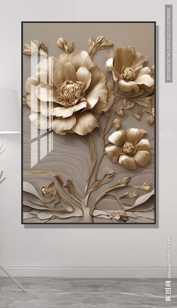 浮雕花朵装饰画