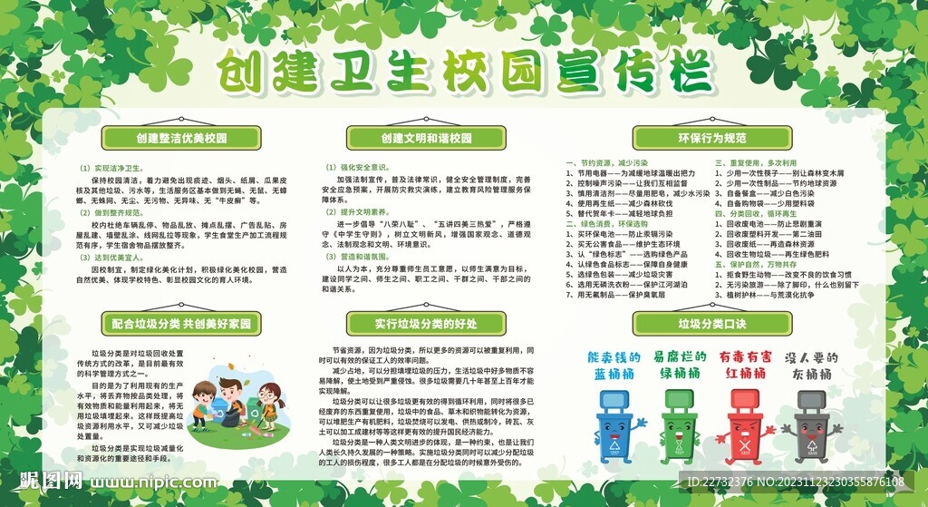 创建卫生校园宣传栏展板