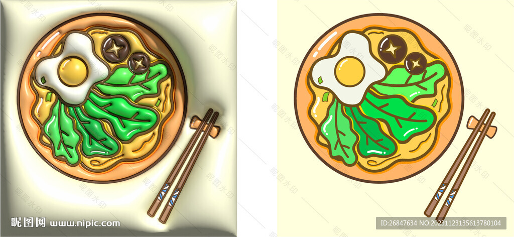 3D立体膨胀风美食头像