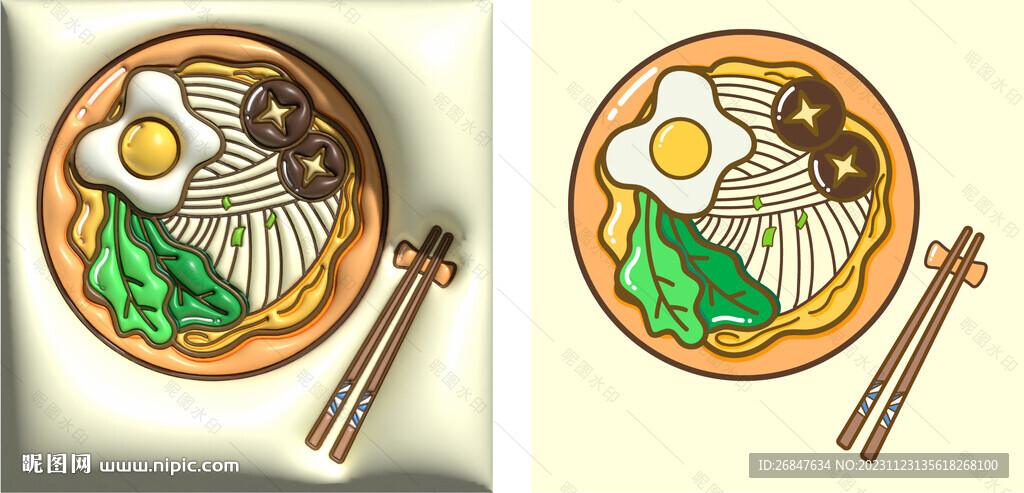 3D立体膨胀风美食头像