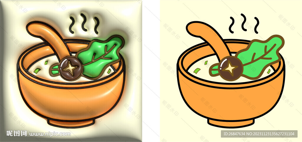 3D膨胀风立体美食头像