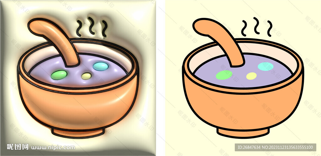 3D卡通膨胀风汤圆美食头像