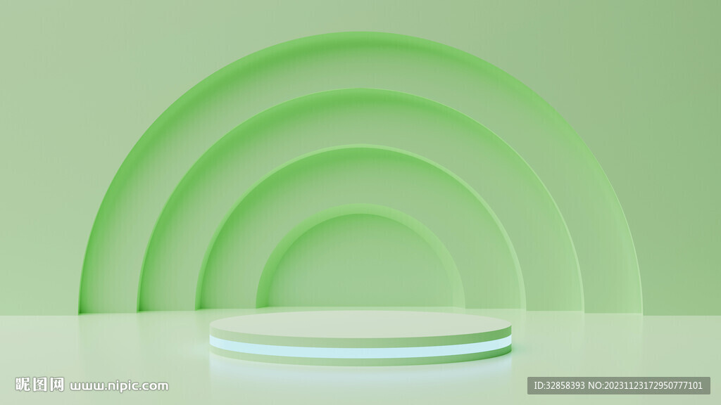 绿色立体展台