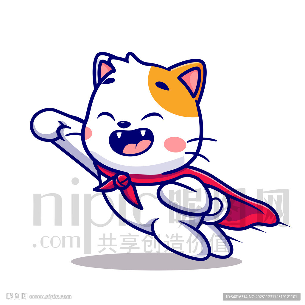可爱卡通超人小猫