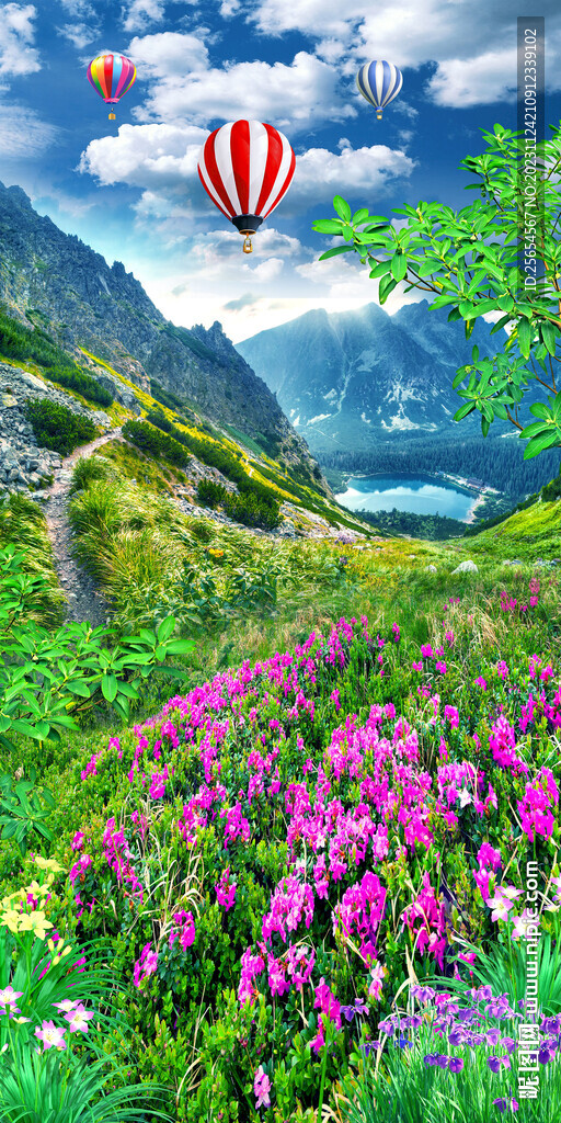 秀美风景鲜花草地玄关