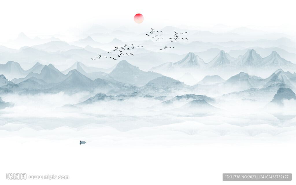 意境水墨山水画