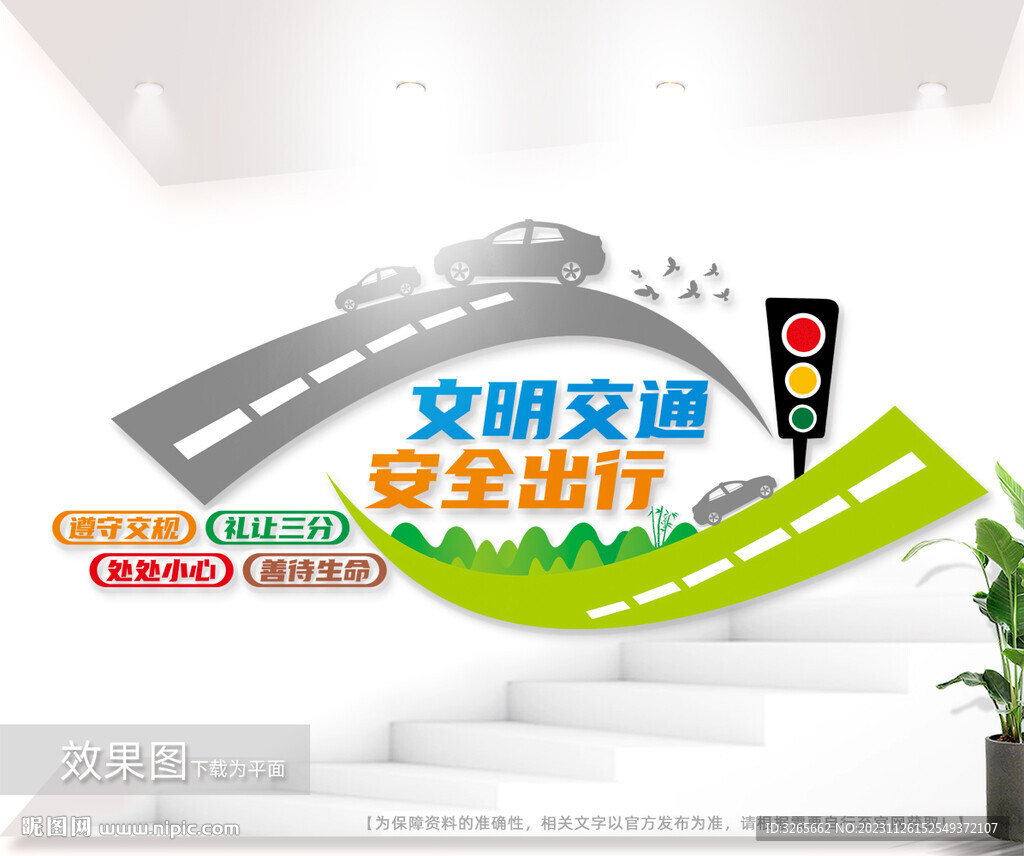 文明出行交通安全文化墙展板