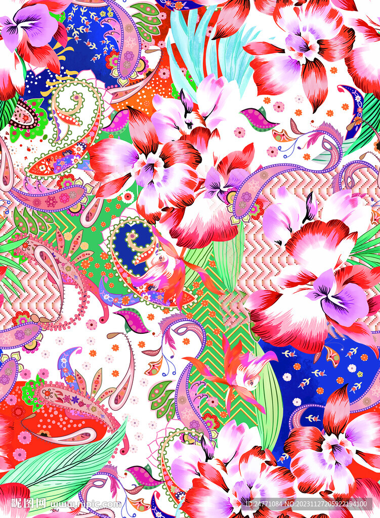 扎染花 大牌男装 热带叶子 