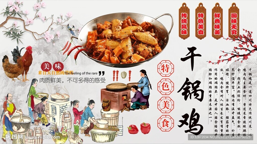 干锅鸡背景墙