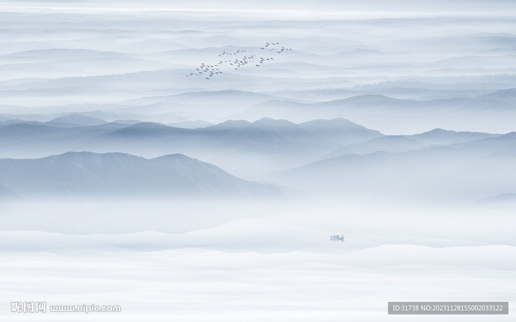 山水水墨画背景墙