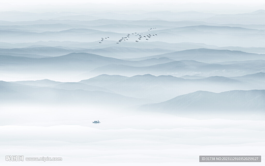 禅意水墨山水画